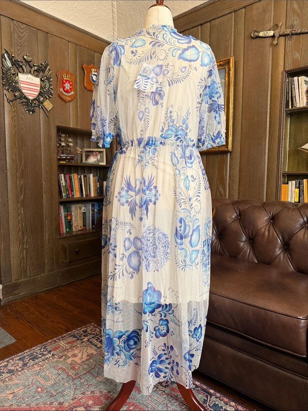 Johnny Was Mazzy Ruched Dress Farrowen Floral Midi Dress